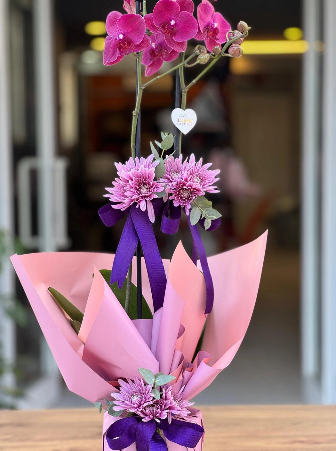 Lüx  Çift Dal Mor Orkide